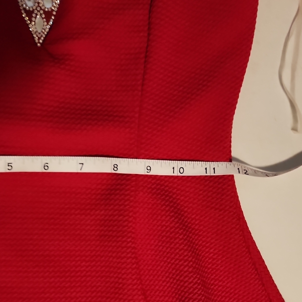 Klaxons Red Embellished Peplum Blouse Size Small Like New - Picture 4 of 7
